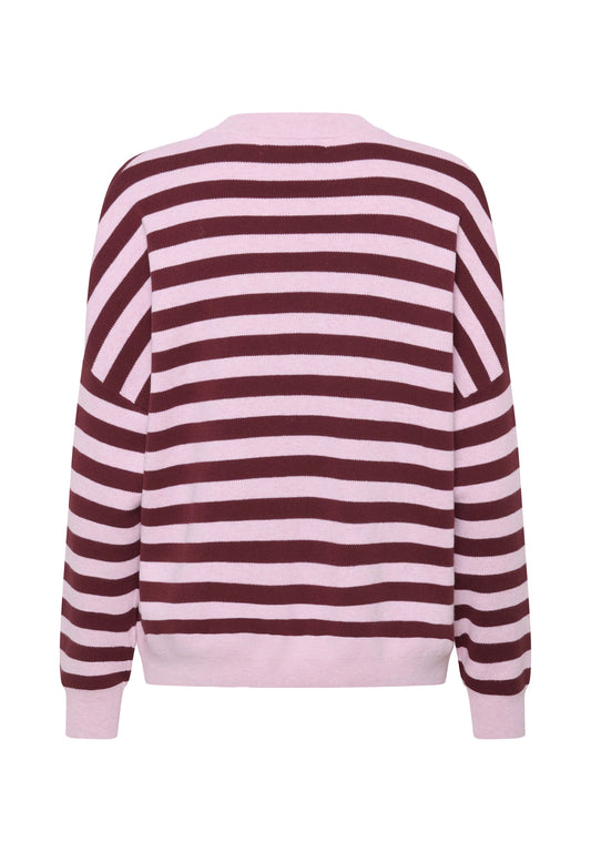 Foster V-beck Knit | Zinfandel Stripe