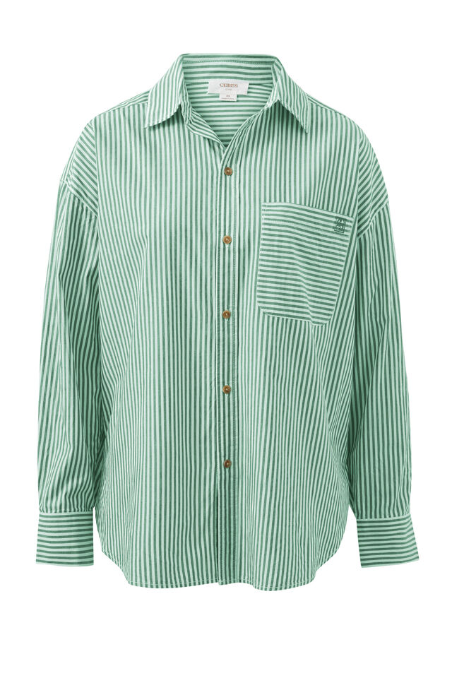 Peta Oversized Shirt | Kelly Green White Stripe