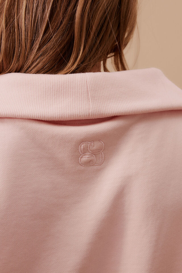 Isabella Half Zip Sweat | Shell Pink