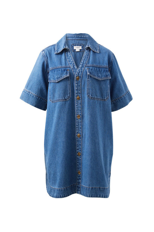 Sammy Relaxed Shirt Dress | Fresh Indigo