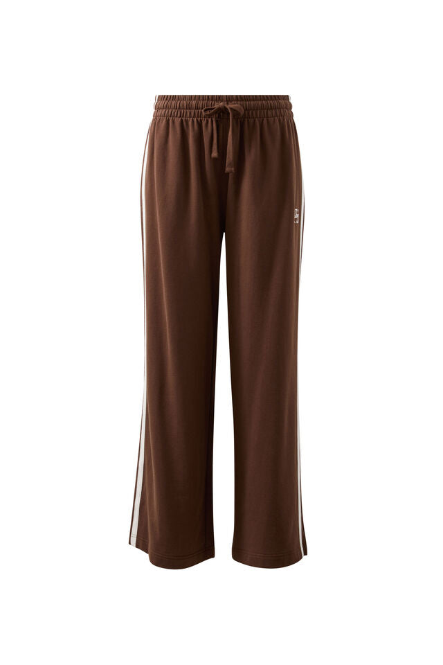 Gigi Wide Leg Terry Trackpant | Chocolate Stripe