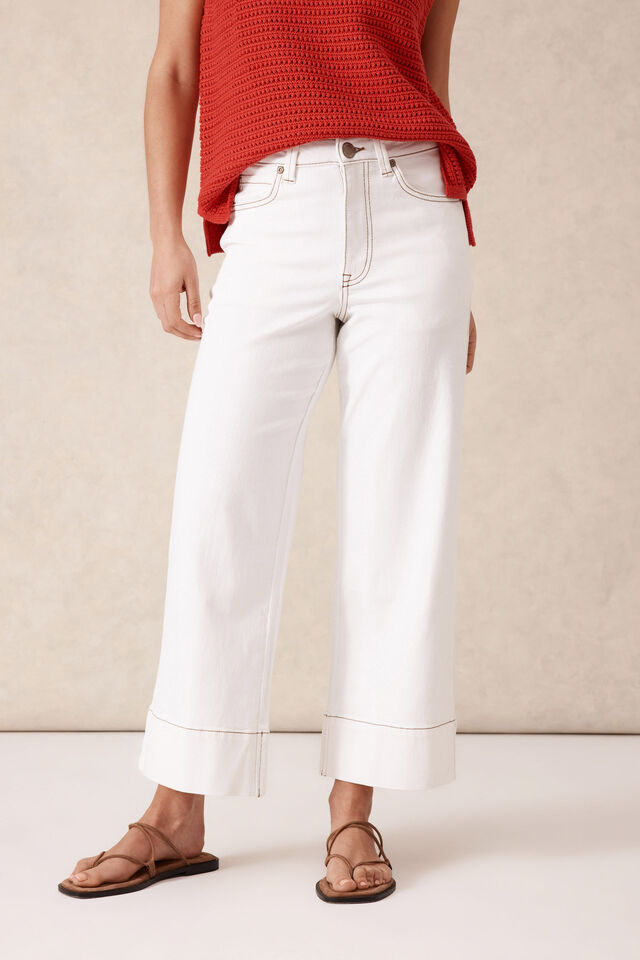 Jude Wide Leg Crop Jean | Fresh Ecru