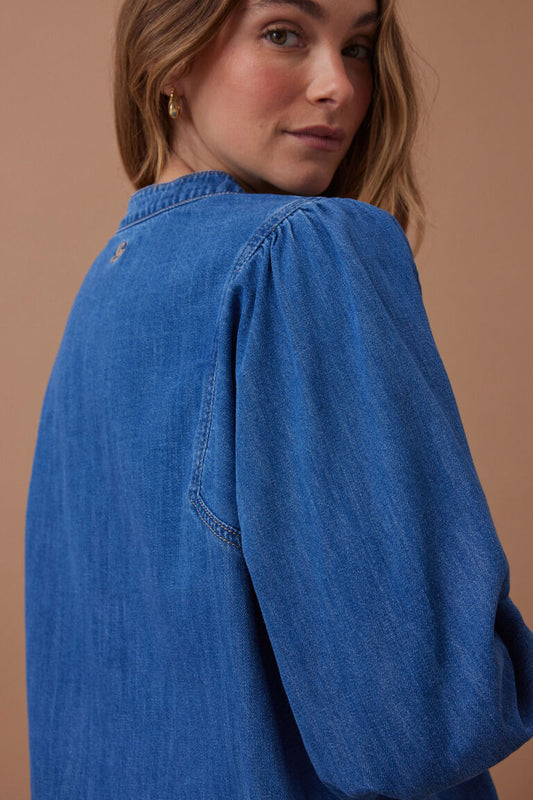 Puff Sleeve Denim Shirt
