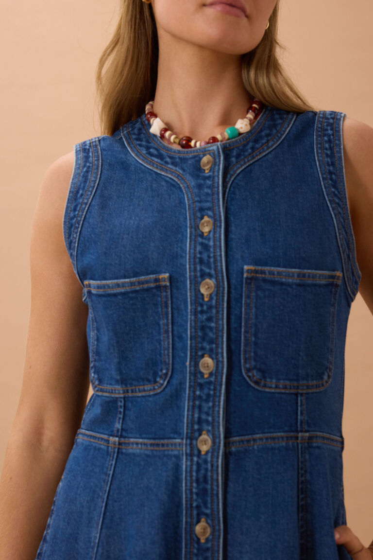 Hazel Sleeveless Midi Shirt Dress