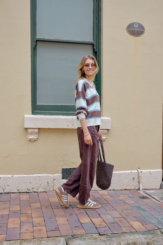 Jessa Rugby Knit | Chocolate Stripe
