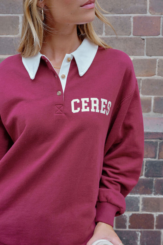 Wren Rugby Sweat | Burgundy