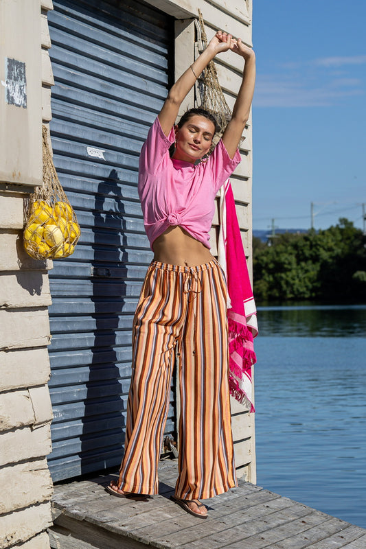 Stripe Straight Leg Pant | Pastel Stripe