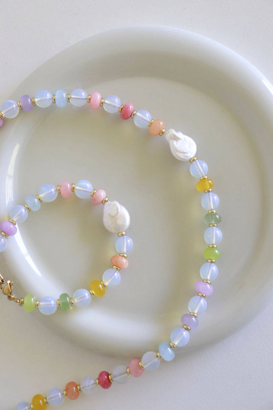 Opalite Pearl & Stone Necklace