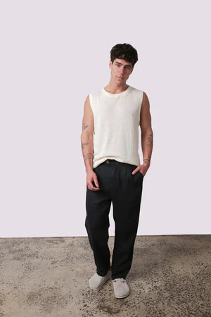 Linen Slack Pant | Midnight