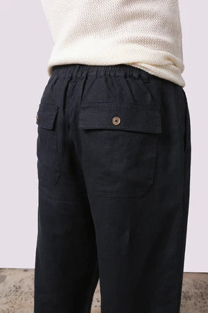 Linen Slack Pant | Midnight