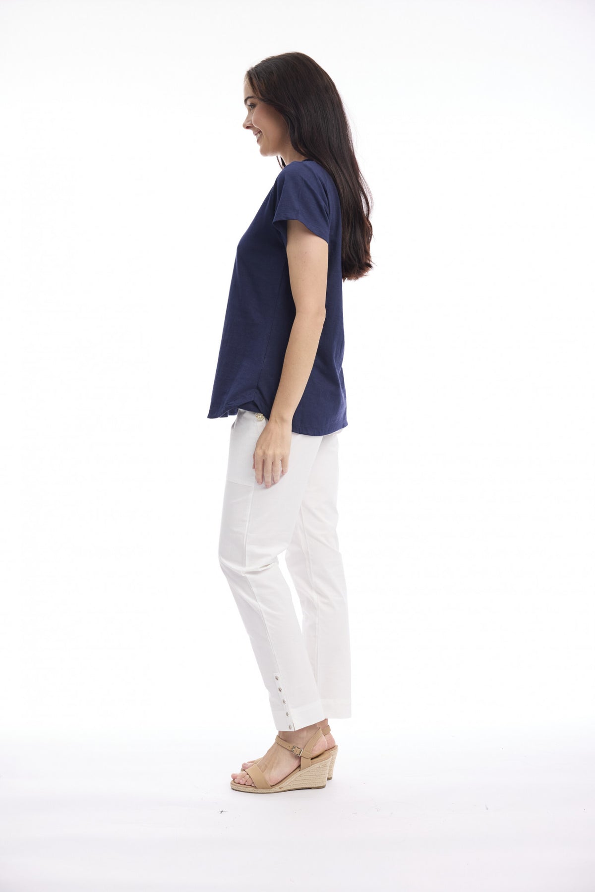 Cotton Knit Tee V | Navy