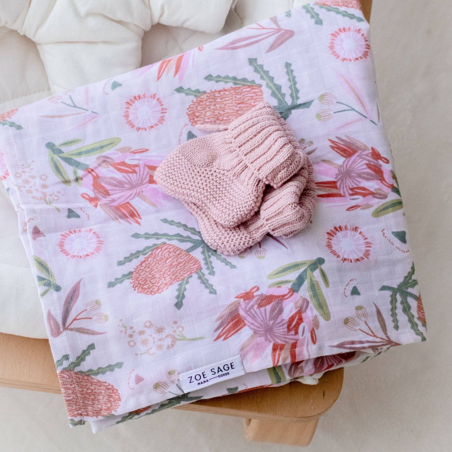 **LANDING SOON** Organic Cotton Muslin Swaddle Wrap | Gumnut Blossoms