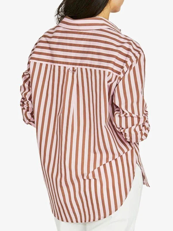 Ribbon Stripe Shirt | Pecan/Pink