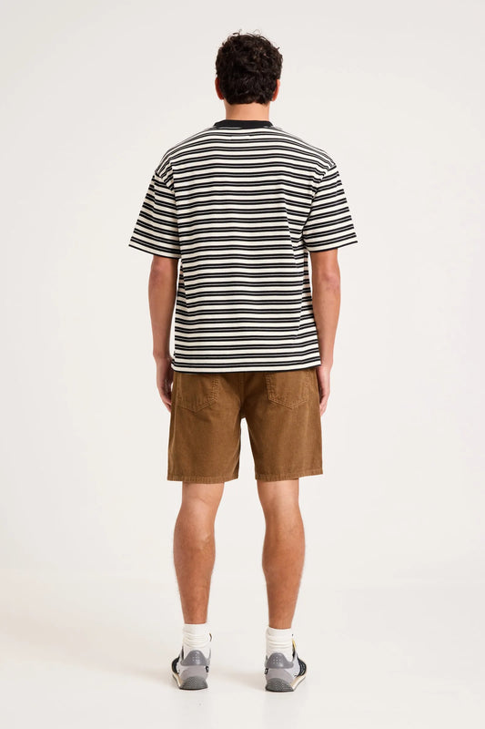 Emblem Tee | Black/White Stripe