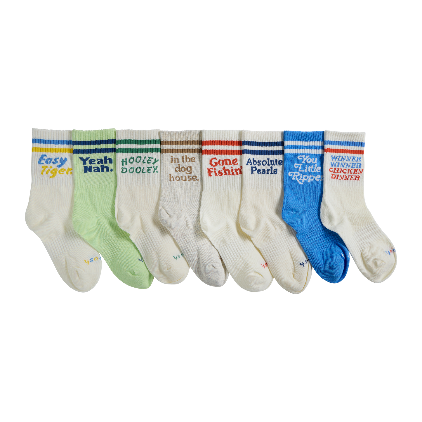 Gone Fishin' Kids Socks in Red Stripe