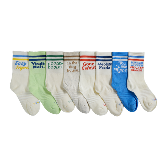 *COMING SOON* Gone Fishin' Kids Socks in Red Stripe