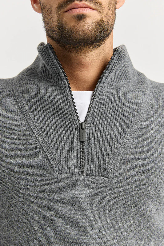Lambswool Half Zip | Zinc