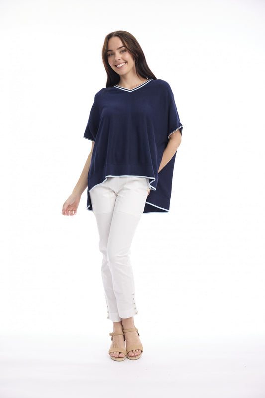 Boxy Knit Top | Navy