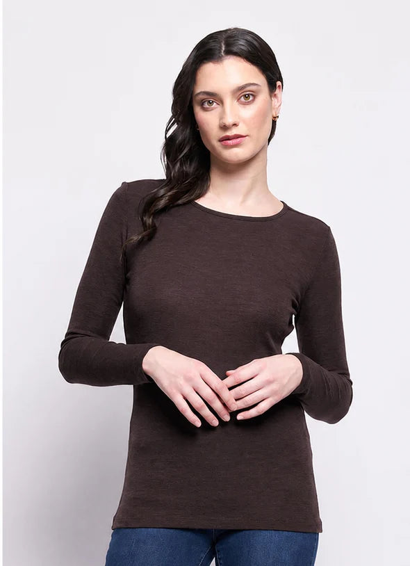 Fine Merino Crew Neck Top | Ristretto