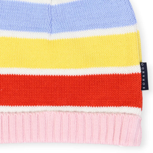Striped Cotton Beanie | Rainbow