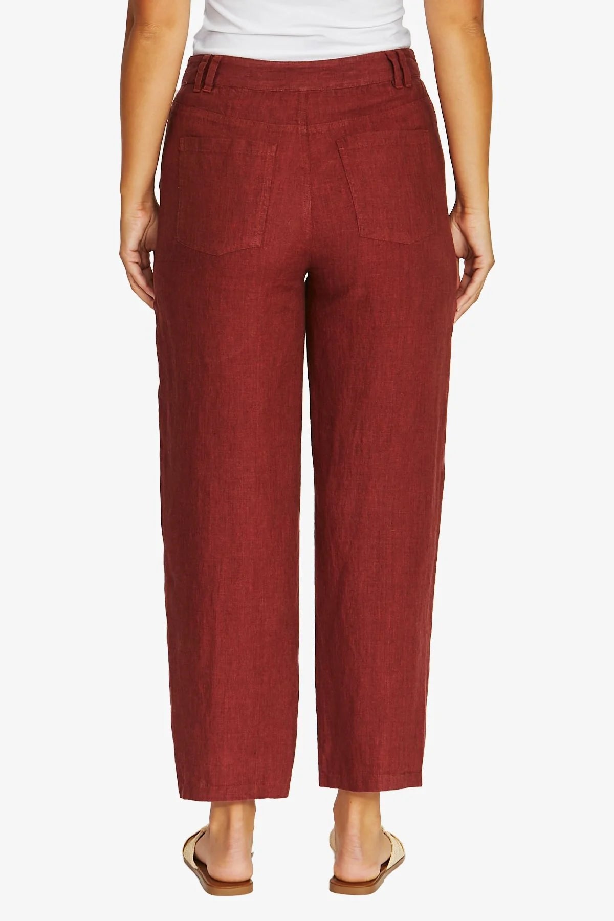 Barrel Leg Linen Jean | Raisin