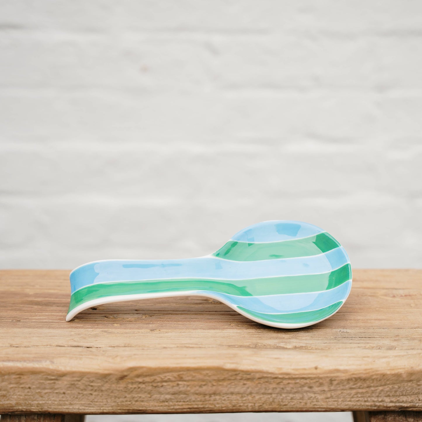 Spoon Rest | Green and Cornflower Stripe