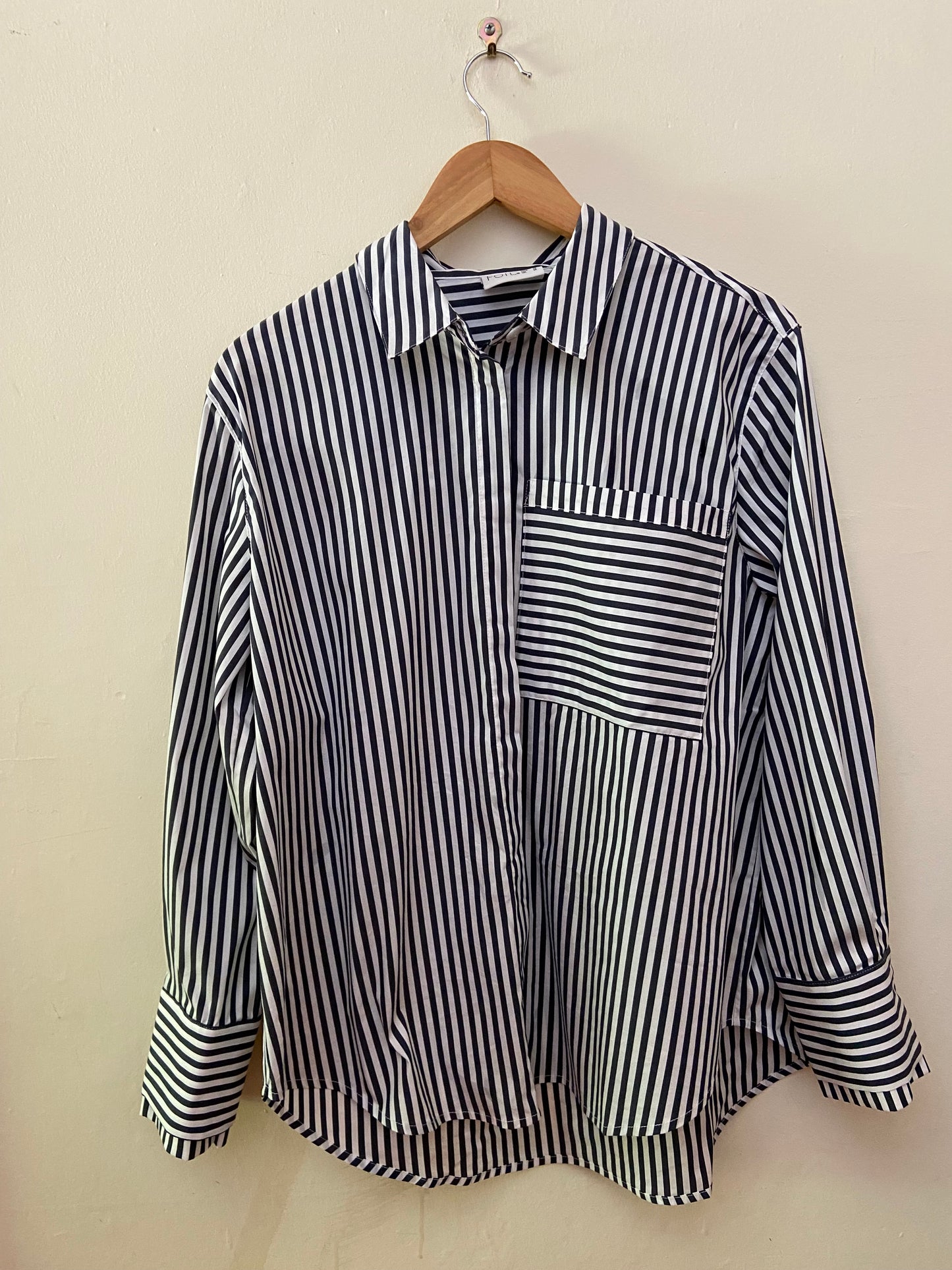 Sew Directional Shirt | Navy Wide Stripe