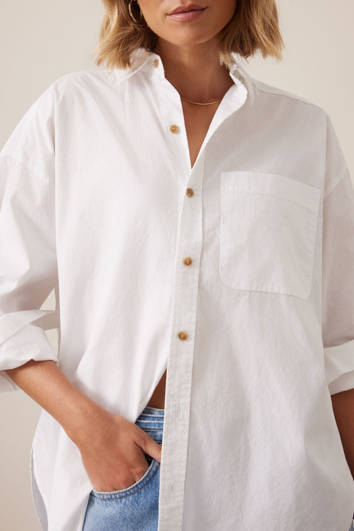 Peta Oversized Shirt | White Organic Cotton