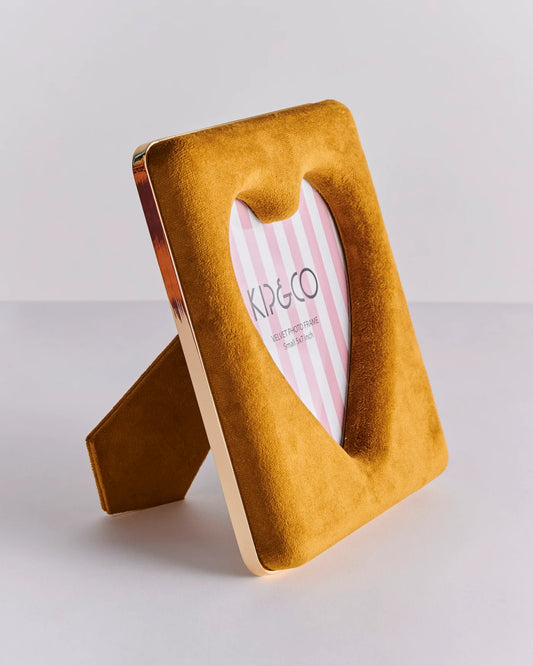 Inca Gold Heart Velvet Photo Frame