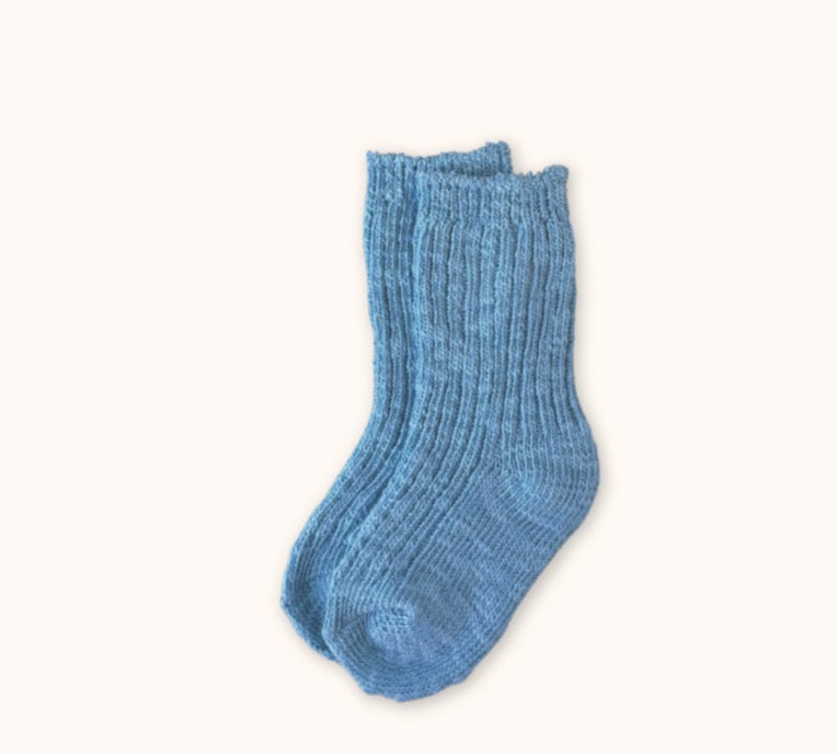Cotton Slub Chunky Rib Socks | Duck Egg