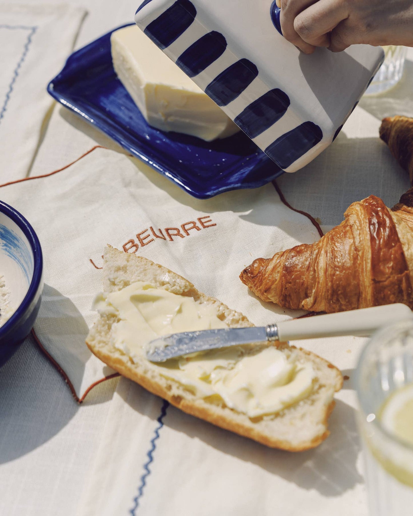 Artisanal Ceramic Butter Dish | Blue & White