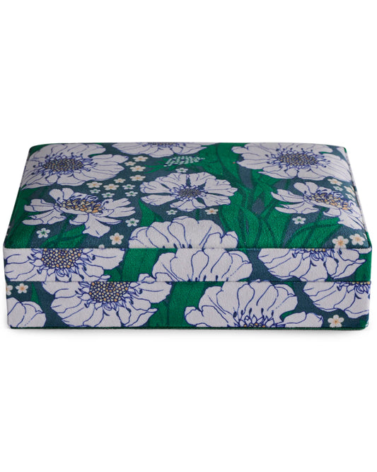 Velvet Jewellery Box Small | Tumbling Flowers Green