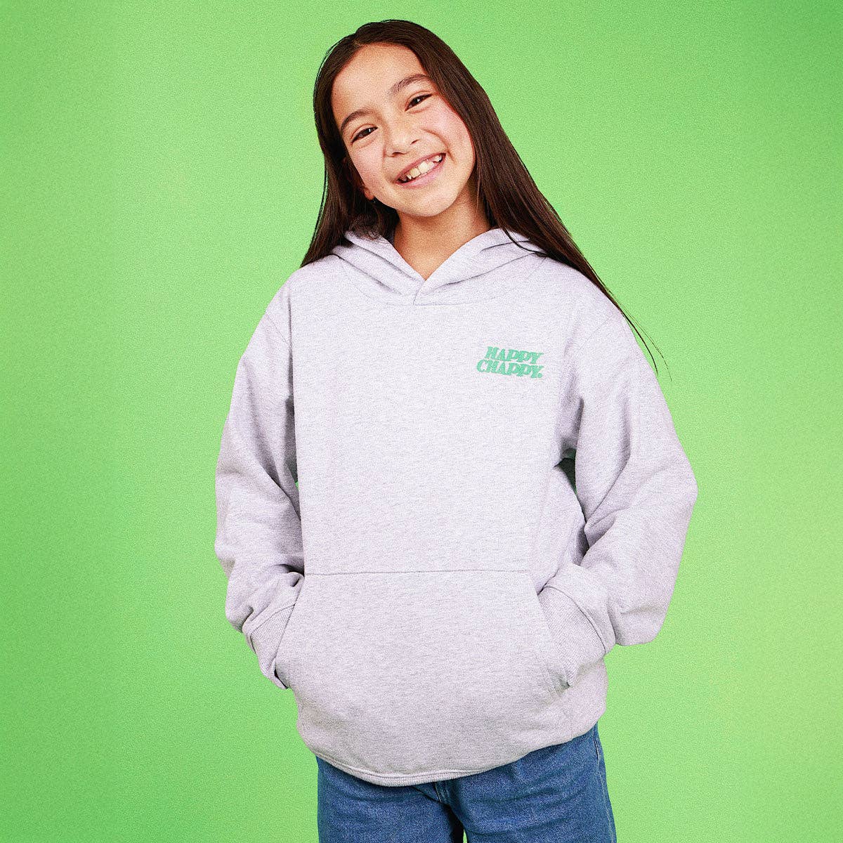 Happy Chappy Kids Slang Hoodie in Snow Marle