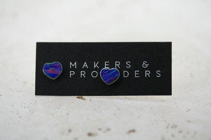 Heart Opal Stud | Grape