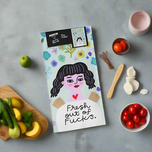 Fresh Out of F*cks | Grumpy Angel Tea Towel