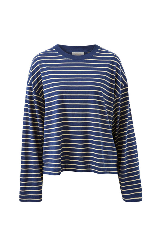 Beau Long Sleeve Slouchy Tee | Heritage Navy Marshmallow Stripe