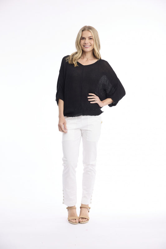 Centre Seam Knit Top | Black