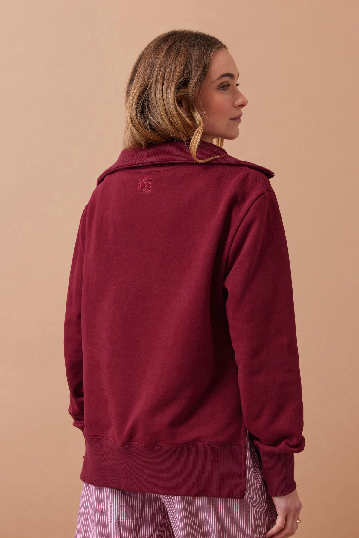 Isabella Half Zip Sweat | Burgundy