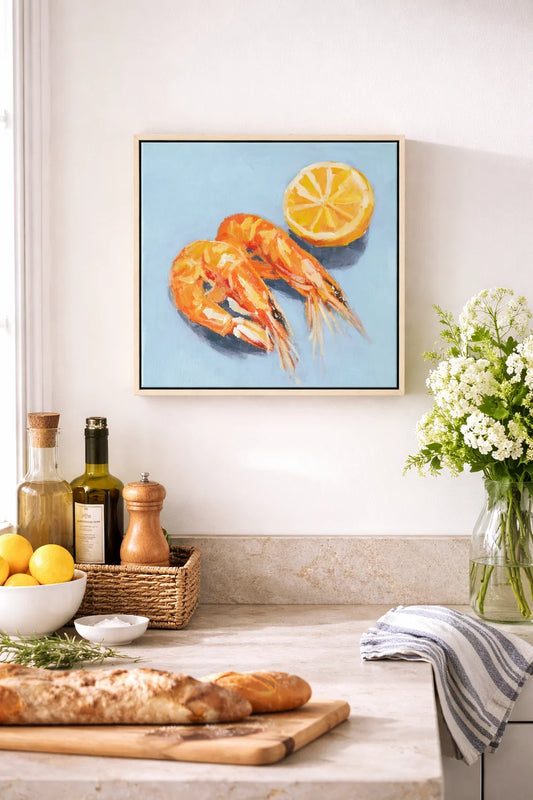 **COMING SOON** Shrimp Framed Oil Painting