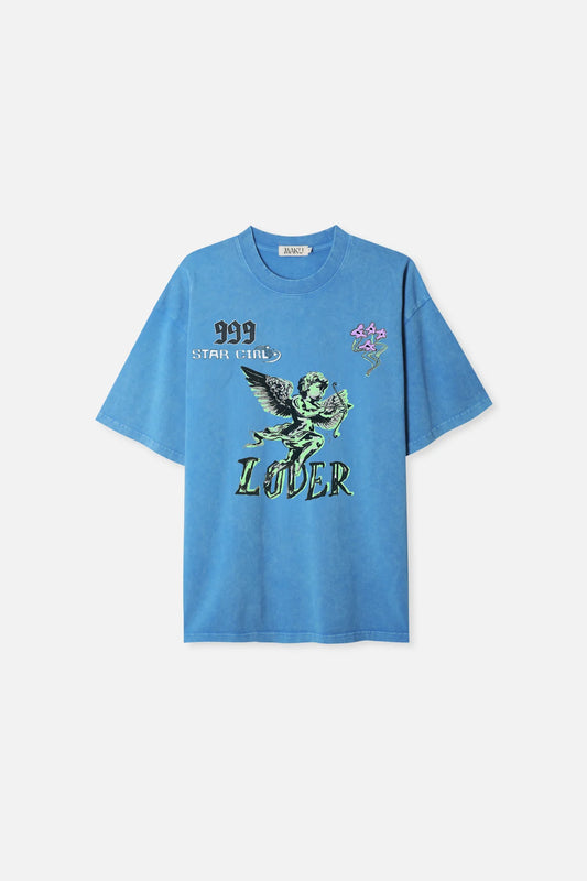 Star Girl Oversized Tee | Blue Wash