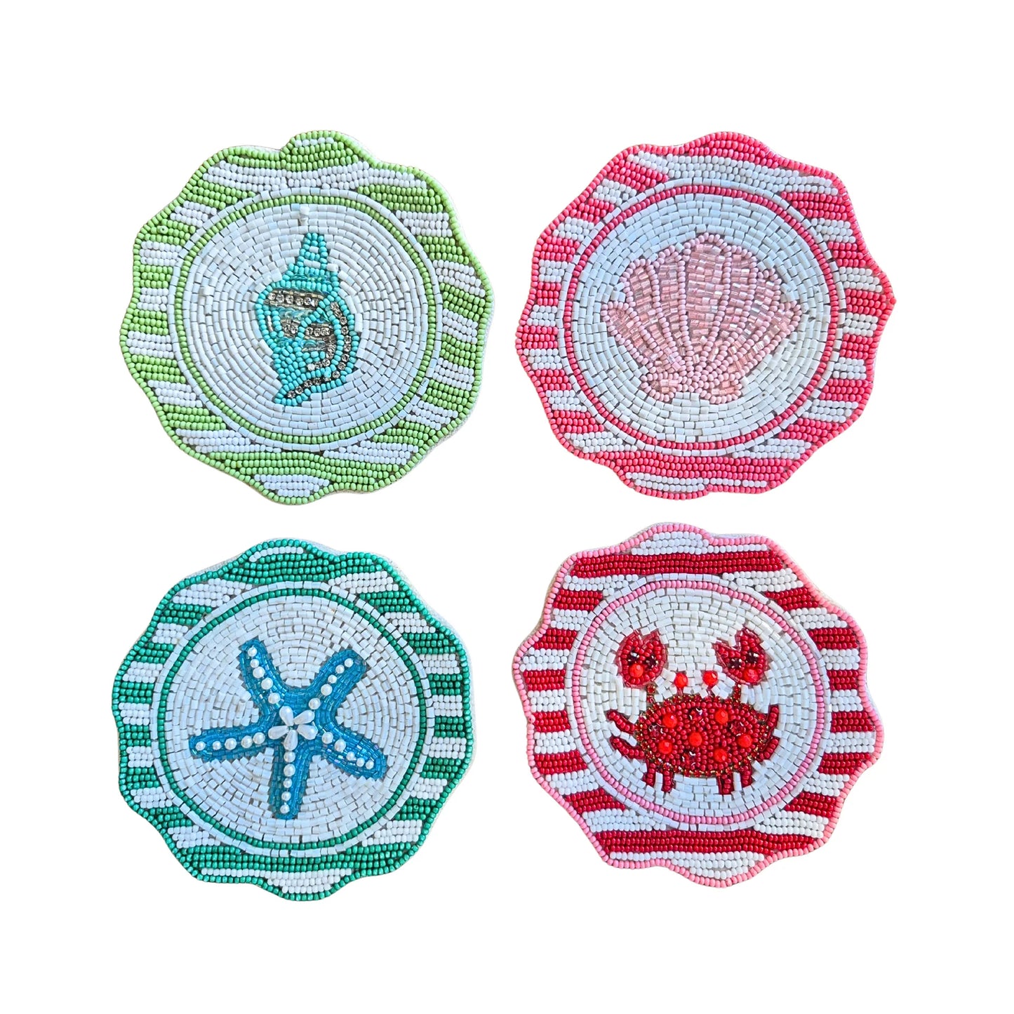 Beaded Coaster Set of 4 | Seaside