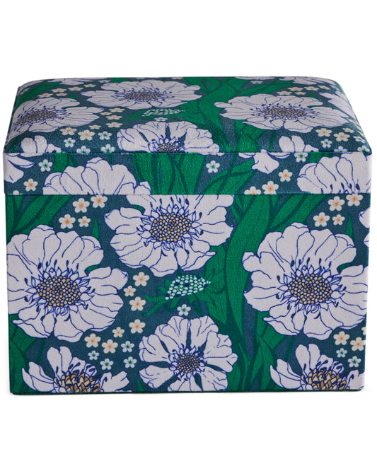 Velvet Jewellery Box Large | Tumbling Flowers Green