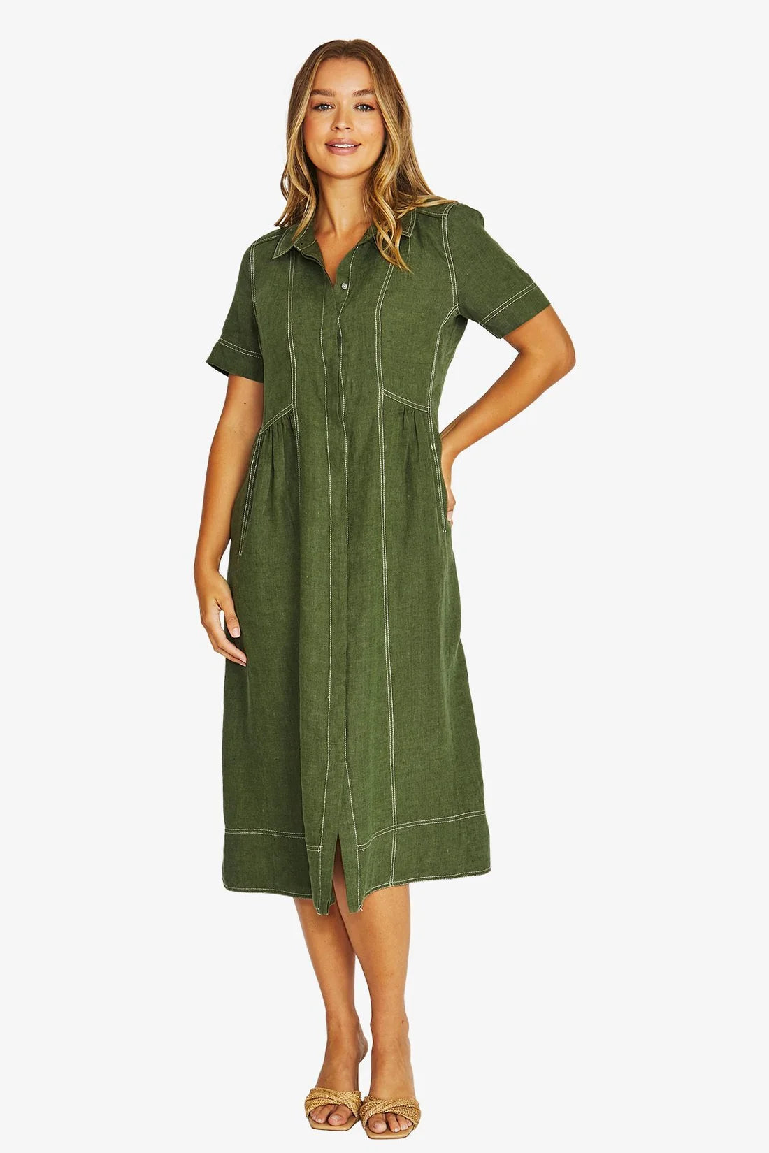 Seam Detail Shirt Dress | Evergreen