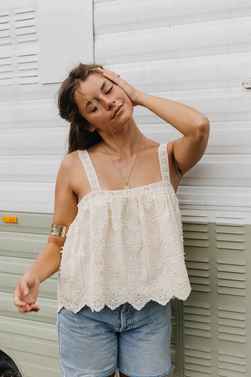 Gaia Embroidery Top | Cream