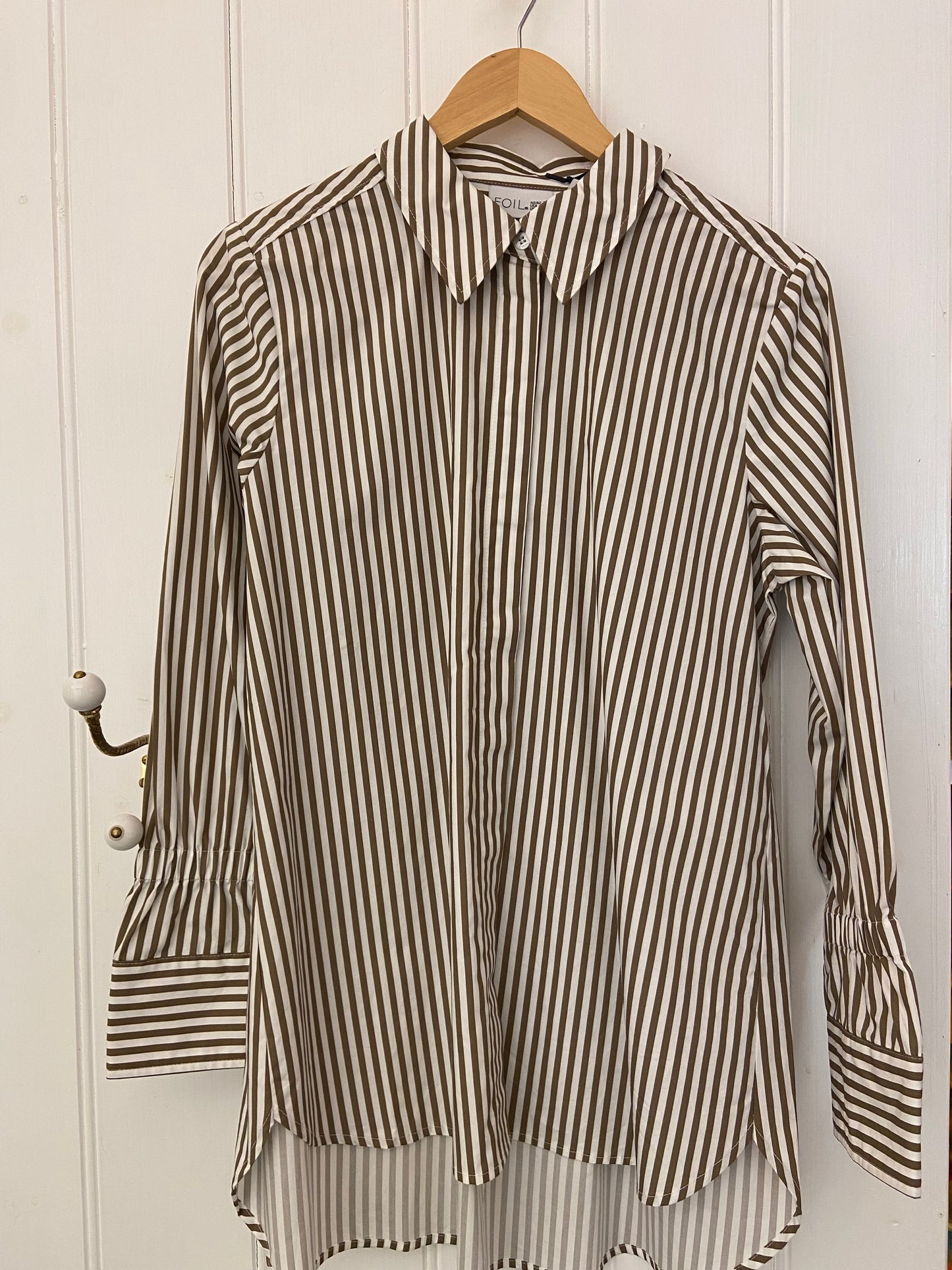 Push Up Shirt | Taupe Stripe