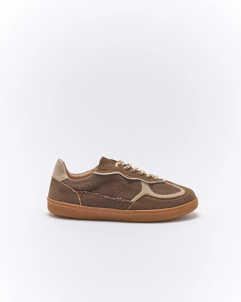 Fallon Sneaker | Chocolate Raffia