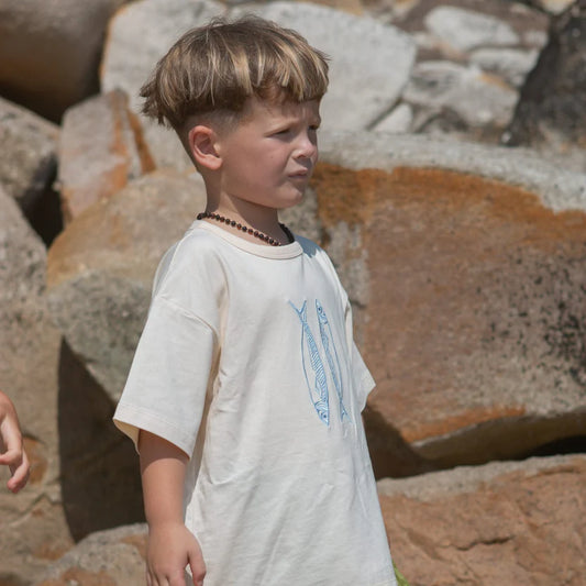 SARDINE EMBROIDERED TEE: MILK