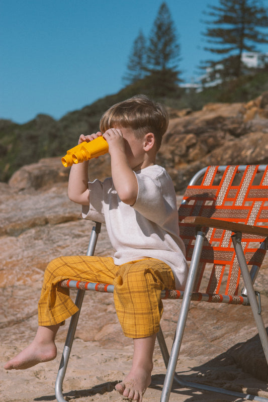 Organic Ribbed Knitted Logo Tee | Coconut