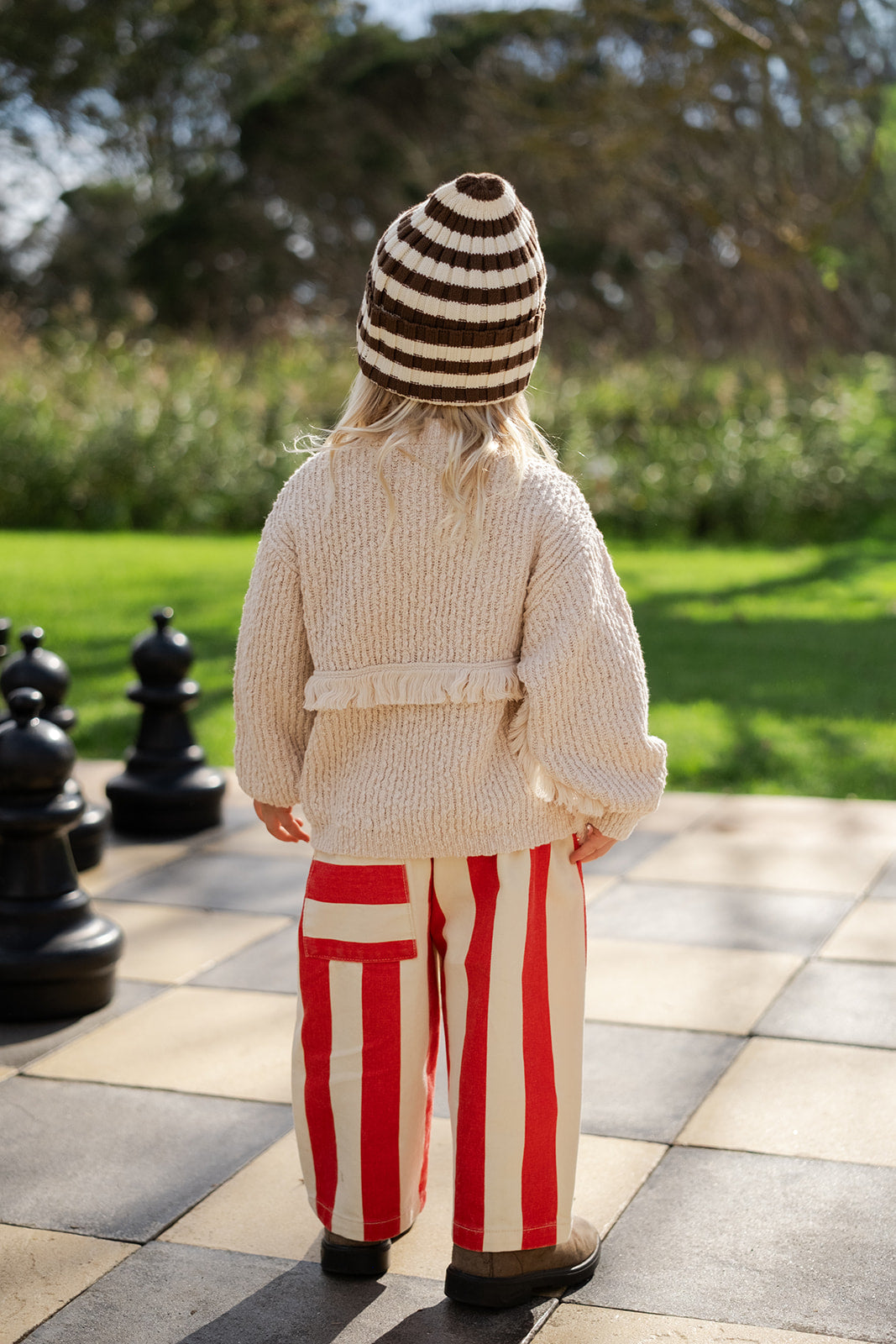 Organic Striped Pixie Rib Beanie | Espresso