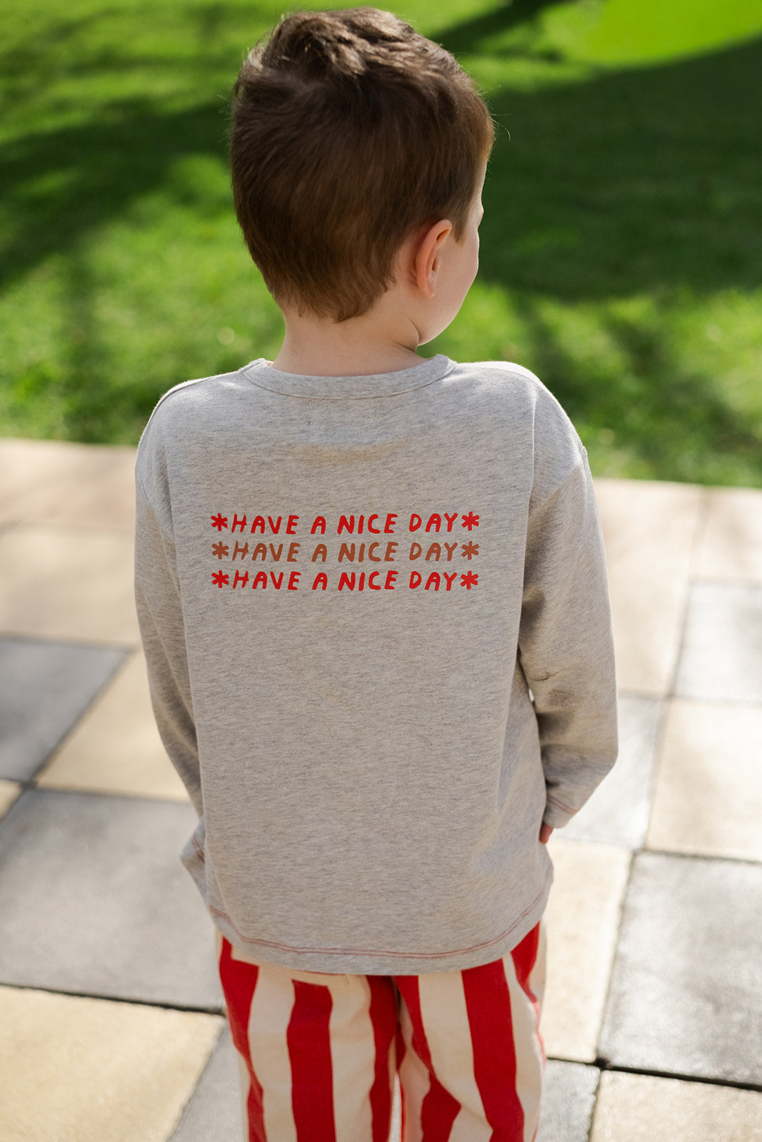 Organic Have A Nice Day LS Tee | Grey Marle